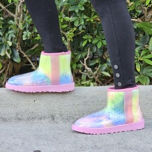 Womens Clear Multi Color Ankle Comfort Boots